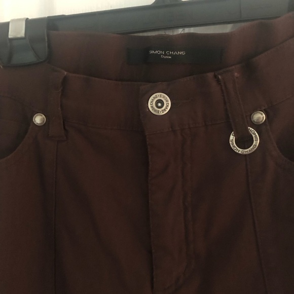 Simon Chang straight leg stretch trousers size  8 Brown - Picture 4 of 12